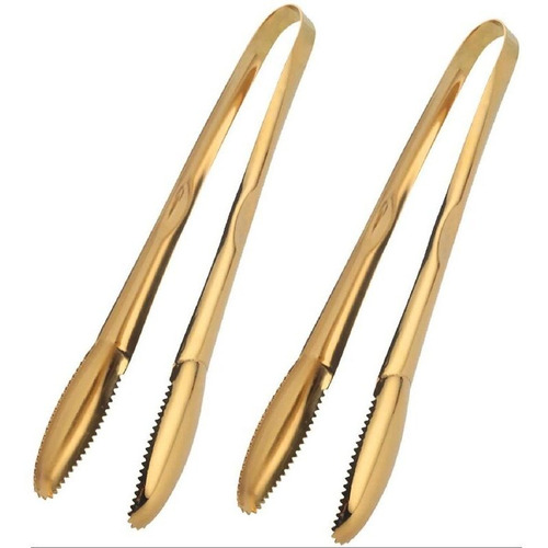 Imagen 1 de 3 de Pinzas De Ensalada De Oro De Acero Inoxidable De 2 Paquetes