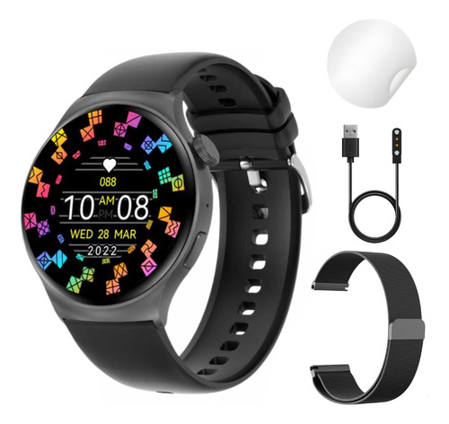 Reloj Digital Mujer Inteligente Smartwachh Mujer Elegante Negro Milanese Qx10 Negro Doble Malla Film Negro