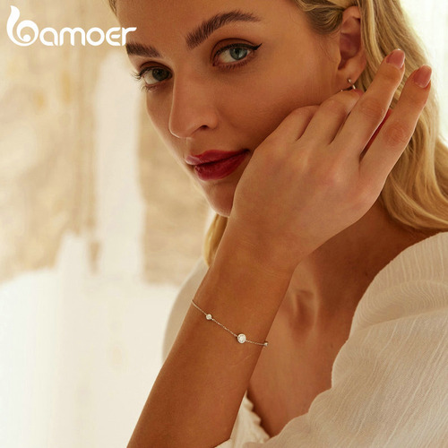 925 Pulsera Cadena Moissanite Estrella Incrustaciones .