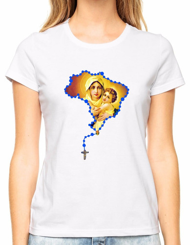 Babylook Blusa Feminina Virgem Maria Mãe De Deus Gospel M02