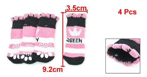 4 Calcetines Antideslizantes Suave Para Perro Talla L
