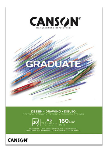 Bloco Graduate Desenho A3 Canson 160g 30 Folhas