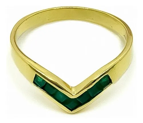 Anillo Pico Oro 18k Esmeraldas T18