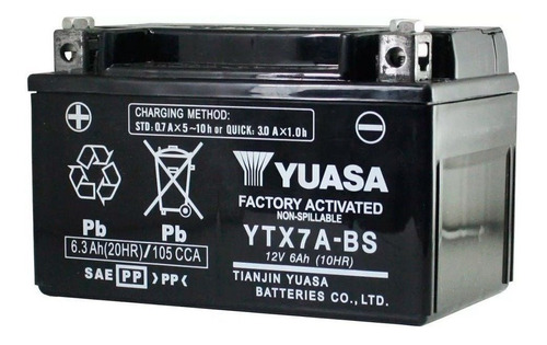 Bateria Motos Yuasa Ytx7a-bs Mondial Md 150 Rd 150h Td 150 L
