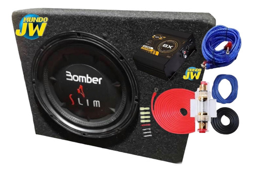 Caja Madera Bomber Slim 10 Pulgadas + Potencia + Kit