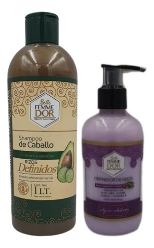 Shampoo Caballo Femme Dor Rizos 1 Litro + Definidor De Rizos