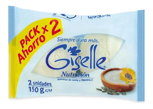 Jabón En Barra Giselle 2 Unid, 150 G C/u, Nutrición