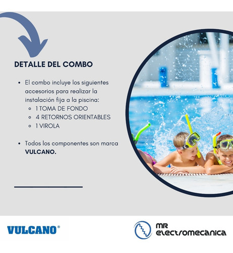 Imagen 2 de 10 de Toma Fondo 4 Retornos 1 Virola Vulcano Pileta Hormigón Pegar