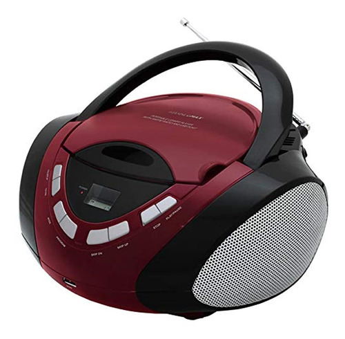 Radio Am/fm Y Reproductor De Cd/mp3, Color Rojo-negro