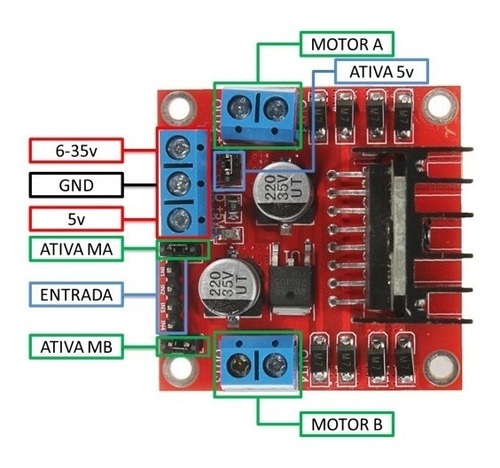 2 X Driver Motor Ponte H Dupla L298n Arduino Pic Automação