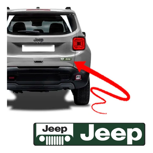 Adesivo Emblema Traseiro Jeep Renegade - Verde