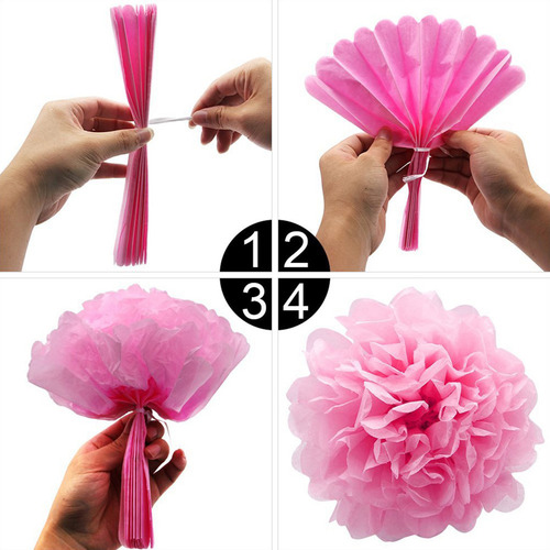 1 Juego De 18 Unidades De Papel Con Forma De Bola De Flor En