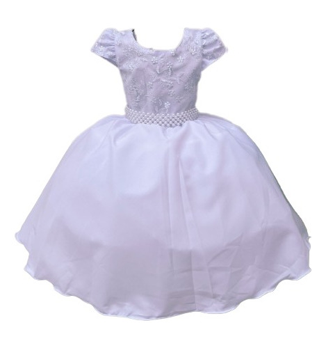 Vestido De Festa Infantil Branco Luxo Tamanho 4 Ao 16 P600