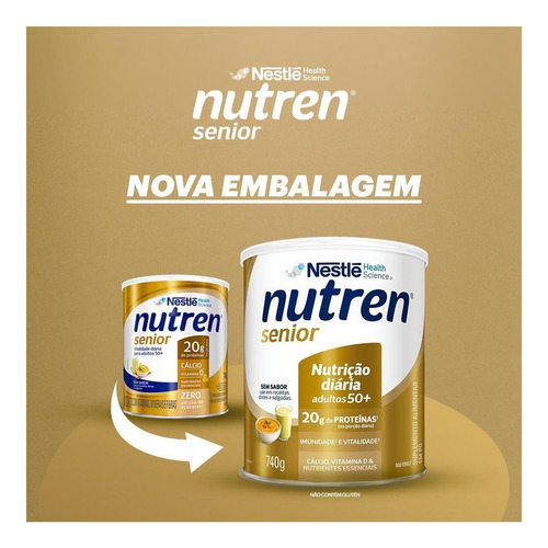 Kit 6x Nutren Senior Sem Sabor 740g Suplemento Em Pó Nestle