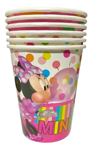 Vaso Cumpleaños Minnie Mouse X 6 Original Cotillón Activarte