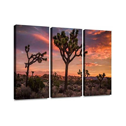 Pintura De Paisaje Del Desierto De Joshua Tree Al Atard...