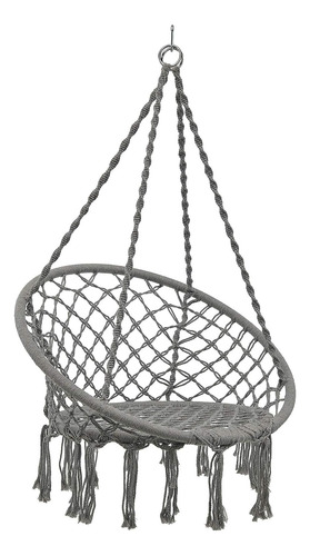 Silla Colgante Muna Tejita De Borlas Unicolor Gris