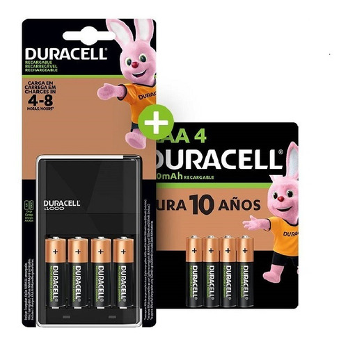 Cargador + 4 Pilas Aa Y 4 Pilas Aaa Recargables Duracell