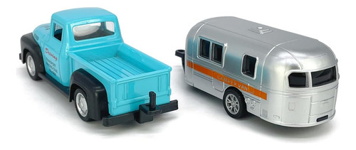 Vintage Azul Camioneta Remolque Remolque Juguete Camper Rv A