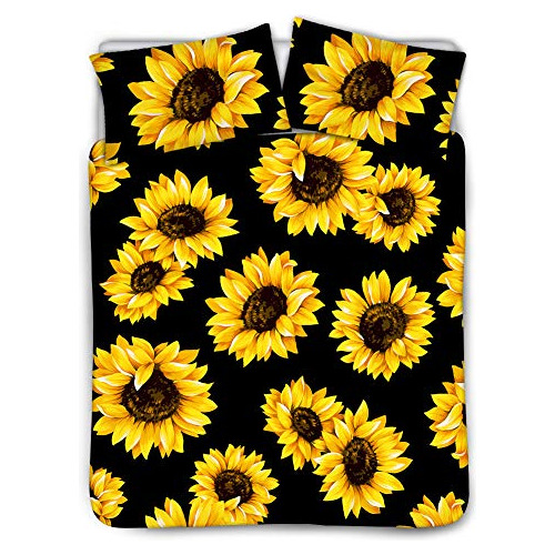 Conjunto Colcha Moderno Girasol Decorativo Acolchado 3 ...