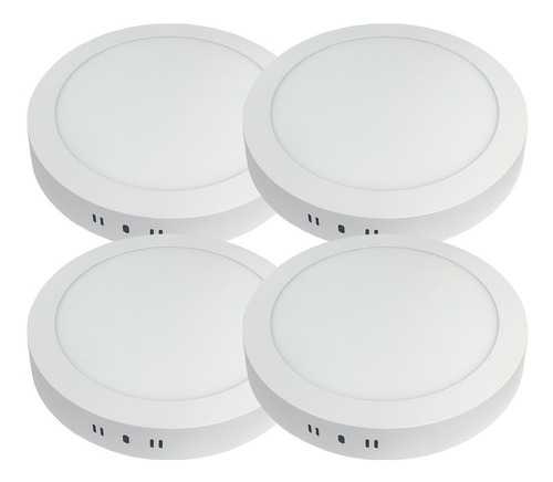 Pack X4 Plafones Led De Aplicar 18w Redondo Luz Neutra