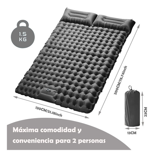 Colchón Inflable Portátil Acampar Dormir Doble Ultraligera