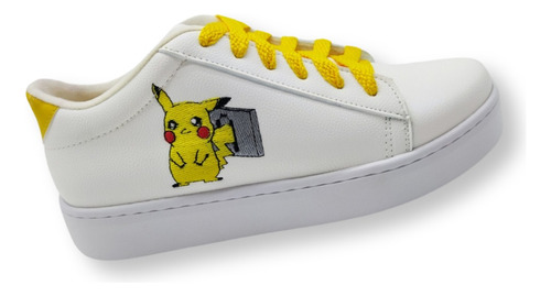 Tenis Casual Pokémon Pikachu Bordado Chicos Y Grandes