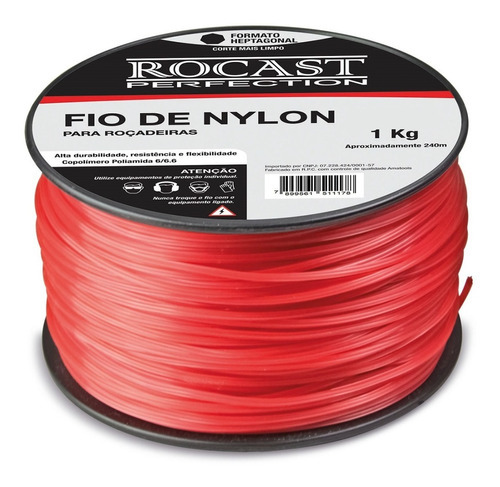 Rolo De Nylon Para Roçadeira 1kg ( 1.6 / 1.8 / 2.0 ) Cor 2,0mm