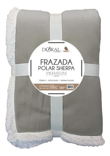 Frazada Polar Sherpa Premium 2 Plazas Doral Color Gris