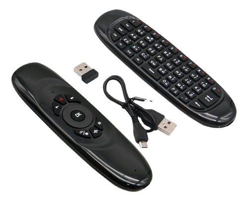 Mini Controle Teclado Wireless Mouse Tv Pc Game Jogos Cor do teclado Preto