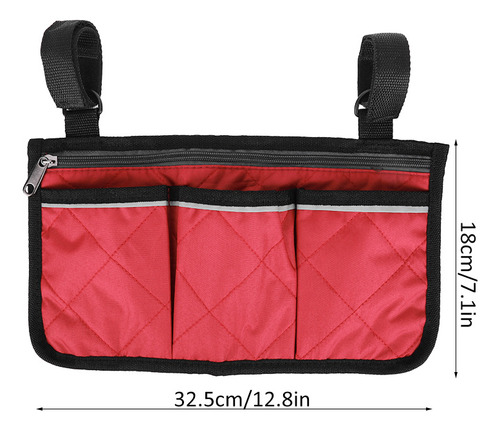 Bolsa Lateral Roja Para Silla De Ruedas, Reposabrazos Multif