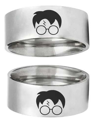 Par De Alianças Harry Potter 7mm Simbolos Aço Inox