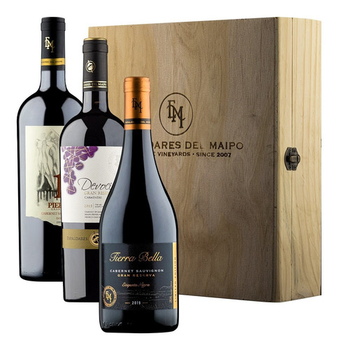 Pack X 3 Vinos Gran Reserva Incluye Caja Madera