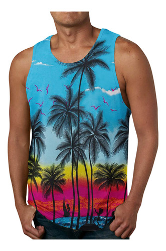 Camiseta Sin Mangas Hawaiana Con Estampado 3d Sin Posicionam