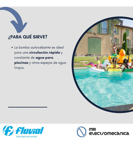 Imagen 2 de 10 de Bomba Autocebante Fluvial Plata 3 3/4 Hp Agua Pileta Piscina