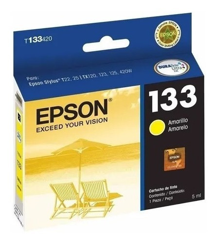 Imagen 1 de 6 de Cartucho Epson 133 Amarillo Original 5ml Pcreg