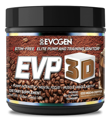 Pre Entreno Evogen Evp 3d Stim Free 40 Servicios Sabor Iced Mocha Coffee