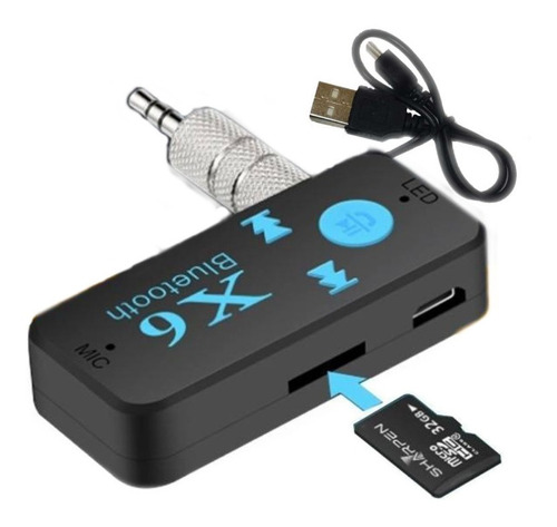 Adaptador Bluetooth P2 Receptor X6 Cartao Carro Som Sem Fio