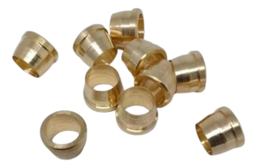 Kit Insert + Anilha Para Tubo Nylon Ou Pu 6mm C/ 10 Unidades Cor Dourado