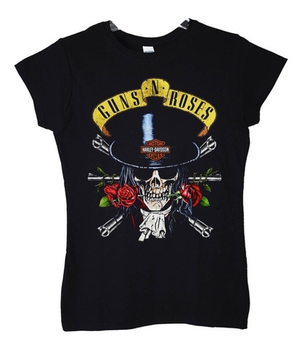 Polera Mujer Guns N Roses Skull Harley Davi Rock Abominatron