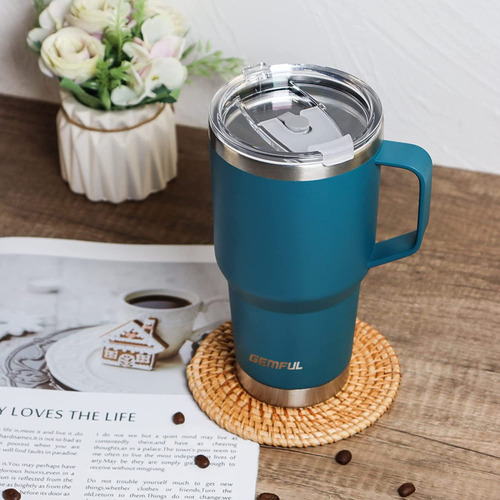 Termo VacĂo 887ml/30oz - Combo 3en1 Con Asa Y Popote Acero