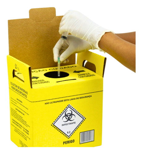 05 Caixas Coletora P/ Material Perfurocortante 3l Descarpack