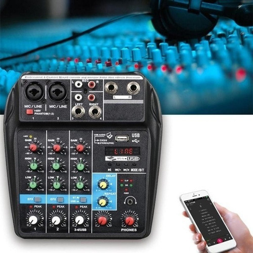 Mesa De Som Interface Usb 4 Canais Bluetooth Phantom Digital