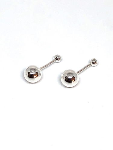 Arete Broquel Bola De Plata .925 6mm Con Estuche