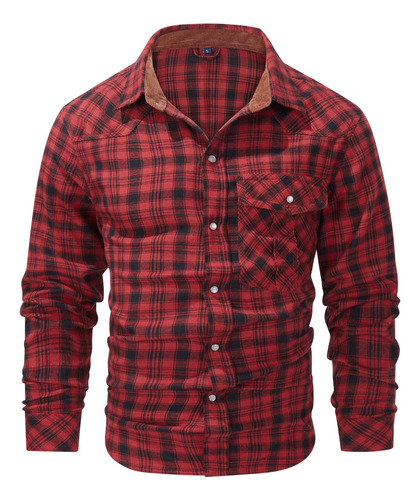 Camisa De Franela Vintage Con Botones De Perlas Estilo Weste