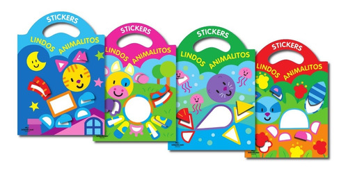 4 Libros Con Stickers : Lindos Animalitos Colección Completa