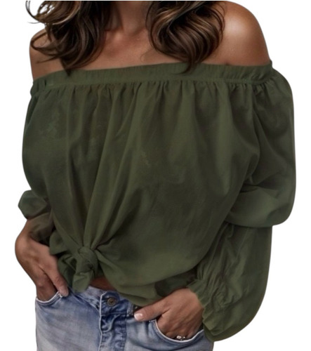 Blusa Ligera Hombros Descubiertos Efecto Drapeado #42-b