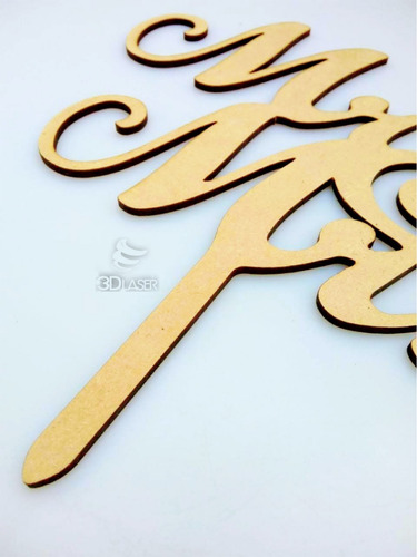 Cartel - Topper Cake Mr & Mrs Personalizado Mdf/ Fibrofacil