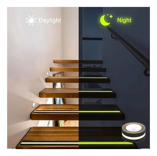 Cinta Antideslizante Negra Con Fluorescente - 50mm X 5mts.