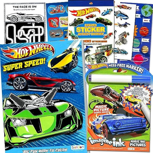 Hot Wheels - Juego De Libros Para Colorear Para